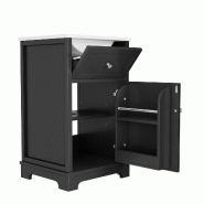 Merax lavabo 51x46x87cm, meuble de salle de bain sur pied avec lavabo en céramique, compartiment rabattable, étagère de porte, étagère réglable,