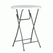 Table cocktail pliante de réception Hdpe ronde Nimes Ø80x110cm - blanche