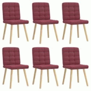 VidaXL Chaises à Manger Lot De 6 Rouge Bordeaux Tissu - rouge 8721158569097 VidaXL Chaises à Manger Lot De 6 Rouge Bordeaux Tissu - rouge 8721158569097