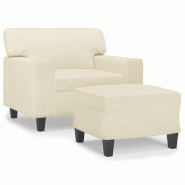 VidaXL Fauteuil avec repose-pied Crème 60 cm Similicuir Modèle Orion Office Design - 3201160