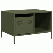 VidaXL Table basse vert olive 68,5x50x43,5 cm acier laminé à froid Modèle Parfait Chic - 851284