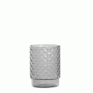 Zafferano Isolano Lot De 4 Verres Tumbler Empilables En Verre Borosilicaté Gris Travaillés À La Main Avec Décoration Effet Diamant Pour Table Et B