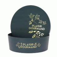 Boite carton ronde empilable "Plaisir Gourmand" Ø26x9cm - par 20