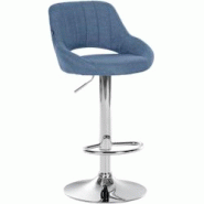 CLP Tabouret de bar Milet en Tissu et Pied métal Bleu/Chrome - bleu textile 321294 CLP Tabouret de bar Milet en Tissu et Pied métal Bleu/Chrome - bleu textile 321294