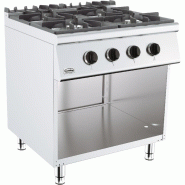 Cuisiniere a gaz professionnelle 4 bruleurs sur coffre sans porte 8... - P7178.0405