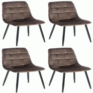 Décoshop26 - Lot de 4 chaises de salle à manger style moderne et confortable en velours marron et métal noir 10_0001788 - marron métal 3000250675802