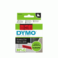 DYMO Cassette D1 de ruban à étiqueter noir/rouge 12 mm x 7 m - noir plastique S0720570 DYMO Cassette D1 de ruban à étiqueter noir/rouge 12 mm x 7 m - noir plastique S0720570