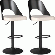 Ensemble de 2 tabourets de bar COSTWAY, chaises de bar pivotantes à 360°, chaises pivotantes réglables en hauteur - noir métal VH34959TN-4
