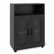 Helloshop26 - Armoire de salle de bain 60 x 30 x 83 cm avec étagère réglable et design moderne en contreplaqué noir 20_0017226 - 3000231753024