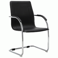 Helloshop26 - Chaise fauteuil siège de bureau informatique étude cantilever similicuir noir 02_0023995 - noir polyester 3000214629759
