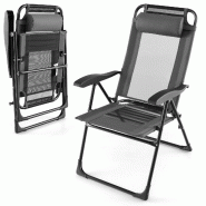 Helloshop26 - Lot de 2 chaises longues pliantes en métal et tissu oxford 59 x 78 x 102 cm réglables 6 positions style moderne en 20_0019599 - 300023