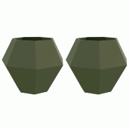 Helloshop26 - Lot de 2 jardinières rectangulaires design extérieur 100 x 100 x 80 cm en acier vert olive 02_0053097 - vert acier 3000237757156