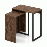 Helloshop26 - Lot de tables d'appoint gigognes 51 x 30 x 53 cm et 45 x 25 x 48 cm cadre métal robuste moderne panneau de bois 20_0011801 - marron mé Helloshop26 - Lot de tables d'appoint gigognes 51 x 30 x 53 cm et 45 x 25 x 48 cm cadre métal robuste moderne panneau de bois 20_0011801 - marron mé
