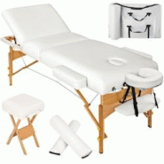 Helloshop26 - Table de massage Pliante 3 Zones, Tabouret, Rouleau + Housse blanc 2008141 - 3000138331301 Helloshop26 - Table de massage Pliante 3 Zones, Tabouret, Rouleau + Housse blanc 2008141 - 3000138331301