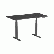 KIMEX - Bureau motorisé assis-debout 150x75cm, Plateau carbone à bords arrondis/Pied noir - plastique 3700685427952