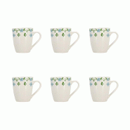 Novastyl - Lot 6 mug primavera 36cl en porcelaine bleu et blanc - 3256391058503