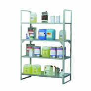 Rayonnage en acier galvanisé pour flaconnage - 13/20 sur 4 niveaux - 1320 mm x 630 mm x 2000 mm