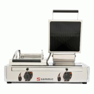 Sammic GV-10LA Vitro Double Grill 3400 W, plaques vitrocéramiques inférieures lisses/supérieures cannelées, thermostat 250°C, tiroir à résidus,
