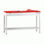 Table inox de découpe avec plan rouge - Profondeur 600 mm | Ggm - 1400_0