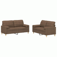VidaXL Ensemble de canapés 2 pcs avec coussins marron tissu Modèle Altéa Prestige - 3201293