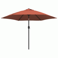 VidaXL Parasol de jardin avec lumières LED et mât en acier terre cuite Modèle Atlas Prestige Pro - rouge 313757