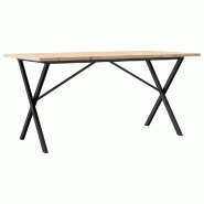 VidaXL Table à manger cadre en X 140x80x75,5 cm bois pin massif acier Modèle Nova Élite - 3282764