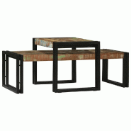 VidaXL Table basse 2 pcs Multicolore Bois Recyclé Solide Modèle Orion Office Prime - 4104723