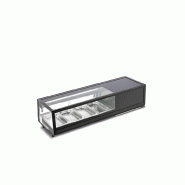 Vitrine réfrigérée pour sushi, éclairage LED, thermomètre numérique, dégivrage automatique, temp. 0°C/+6°C, dimensions 117,7x40,6x31,8 cm, SU Vitrine réfrigérée pour sushi, éclairage LED, thermomètre numérique, dégivrage automatique, temp. 0°C/+6°C, dimensions 117,7x40,6x31,8 cm, SU