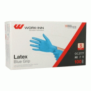 100 Gants "WORK-INN", latex non poudré bleu "Blue Grip" taille S - S bleu latex 98420