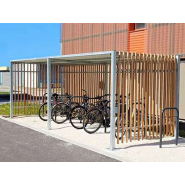 Abris à vélo en acier galvanisé et tasseaux en bois de Mélèze Français  - CLAIRIERES