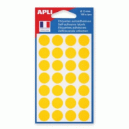 Apli Lot de 5 Etui de 168 pastilles adhésives jaunes, diam. 15 mm (6 feuilles / cdt) - 3270241118445