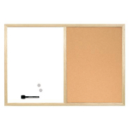 Bi-office tableau d'affichage en liège et blanc magnétique effaçable à sec 90x60cm mx07106010-905