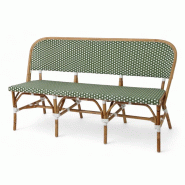 Bistromania Banquette de terrasse en rotin ELYSEE - vert et blanc - vert TE008