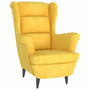 Décoshop26 - Fauteuil lounge design et moderne extra confort en velours jaune moutarde DEC028626 - jaune 3000256970659