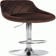 Décoshop26 - Tabouret de bar en velours marron coutures décoratives pivotant support métal chromé TDB10674 - marron métal 3002473632693