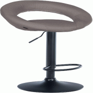 Décoshop26 - Tabouret de bar x1 assise ronde et style contemporain en tissu gris et métal noir 10_0005921 - gris métal 3000265297471