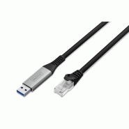 DIGITUS Câble USB-A - RJ45 Ethernet, 1Gbit/s, 10m, 10 m, noir - noir 4016032502005