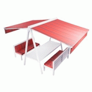 Ensemble Store double pente Table et canapés Buenavista 6 places Intersun (Blanc satiné RAL9010 - Orchestra Color Bloc Red D335) - aluminium 3662618 Ensemble Store double pente Table et canapés Buenavista 6 places Intersun (Blanc satiné RAL9010 - Orchestra Color Bloc Red D335) - aluminium 3662618