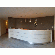 Grande banque d'accueil d'angle Valde - MDD - Blanc, Blanc brillant, Droite