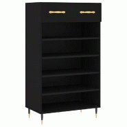 Helloshop26 - Armoire à chaussures design moderne rangement pratique 60 x 35 x 105 cm en bois noir 02_0048718 - noir aluminium 3000235438095