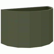 Helloshop26 - Jardinière demi-ronde design moderne extérieur 60 x 30 x 35 cm en acier vert olive 02_0052939 - vert métal 3000241253965