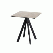 Infinity table de bistrot avec piètement noir + plateau HPL Moonstone 70x70 cm