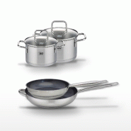 Lot de 2 Poêles 28/32cm et 2 Faitouts 14/16cm Elo Profi Therm Platinum - gris inox 3176239953039