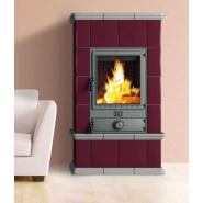 Poêle à bois - L74 P52 H132 - 380 kg - Faïences couleurs au choix - Carel