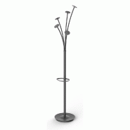 Porte-manteaux - 5 patères - Hauteur 187 cm - Noir - Avec porte-parapluie intégré
