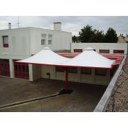 Préau en toile avec structure de 50 m² sur un seul poteau central -  DUO_1