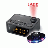 RADIO REVEIL HEURE PROJETEE  M-178-P, Double alarme - Projection de l'heure - Radio PLL 2 gammes FM/MW, Lumière OVNI LED - 3666638038524