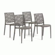 RATTATAN Set 4 Chaises en polypropylène avec fibre de verre empilables pour extérieur et jardin, bar et restaurant, cuisine moderne - MALIKA - Tourt RATTATAN Set 4 Chaises en polypropylène avec fibre de verre empilables pour extérieur et jardin, bar et restaurant, cuisine moderne - MALIKA - Tourt