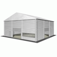 Tente de stockage fermée / structure fixe en aluminium et acier / couverture multi-éléments en composite pvc / porte / fenêtre / système d'éclairage