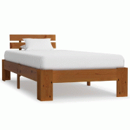 VidaXL Cadre de lit sans matelas Marron miel Bois pin massif 90x200 cm Modèle Jerlonis - 283178